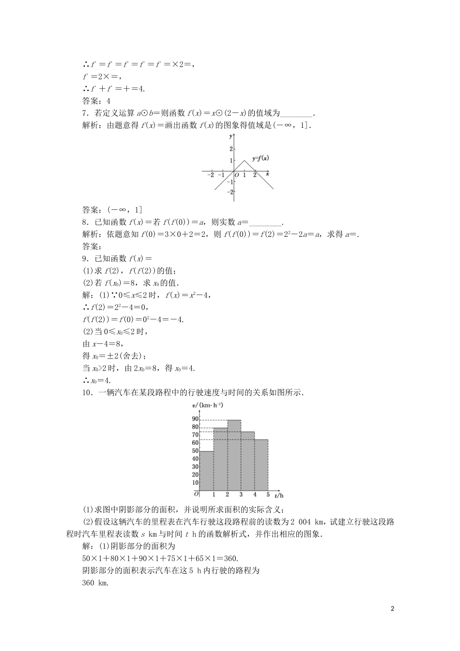高中数学 课时跟踪检测（十三）分段函数 新人教A版必修第一册-新人教A版高一第一册数学试题_第2页