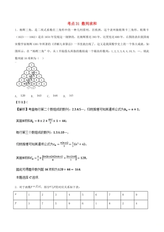 高考数学 考点31 数列求和必刷题 理-人教版高三全册数学试题