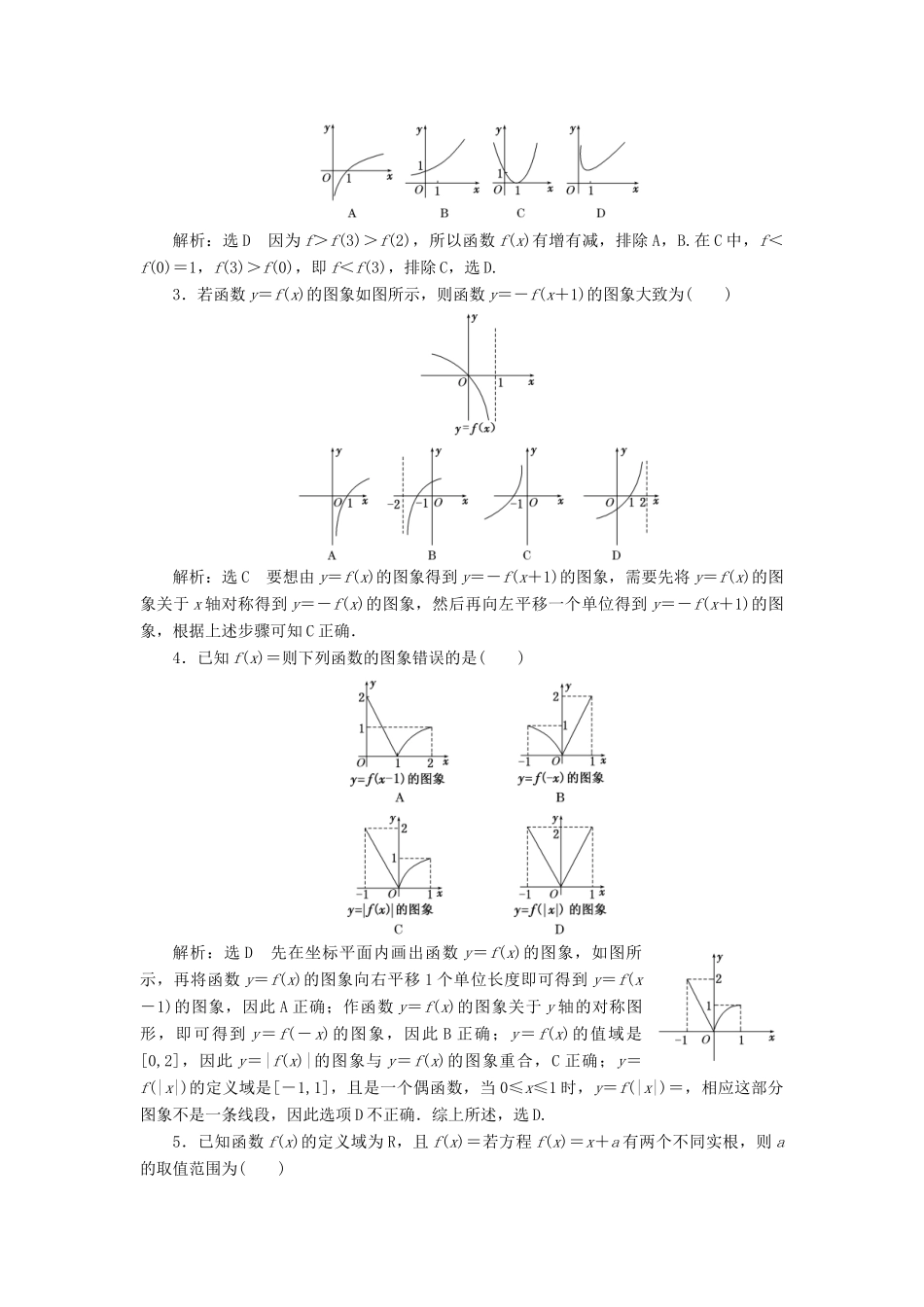 高考数学大一轮复习 第二章 函数、导数及其应用 课时跟踪检测（七）函数的图象练习 文-人教版高三全册数学试题_第2页