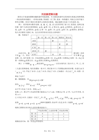 高考数学复习点拨 列表解逻辑问题