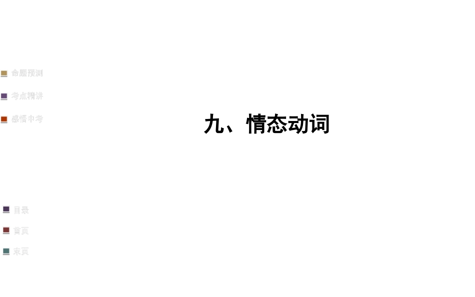 【全程方略+语法攻略】2014年中考语法专项复习课件：情态动词（含2013年中考真题，22张PPT）_第1页