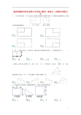 陕西省榆林市神木县第六中学高三数学一轮复习 三视图专项练习 文