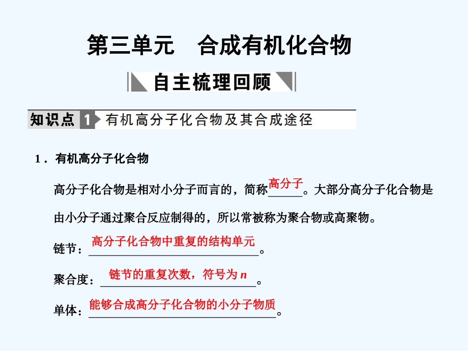 【创新设计】2011届高考化学一轮复习 专题十二 合成有机物课件 苏教版选修5_第1页