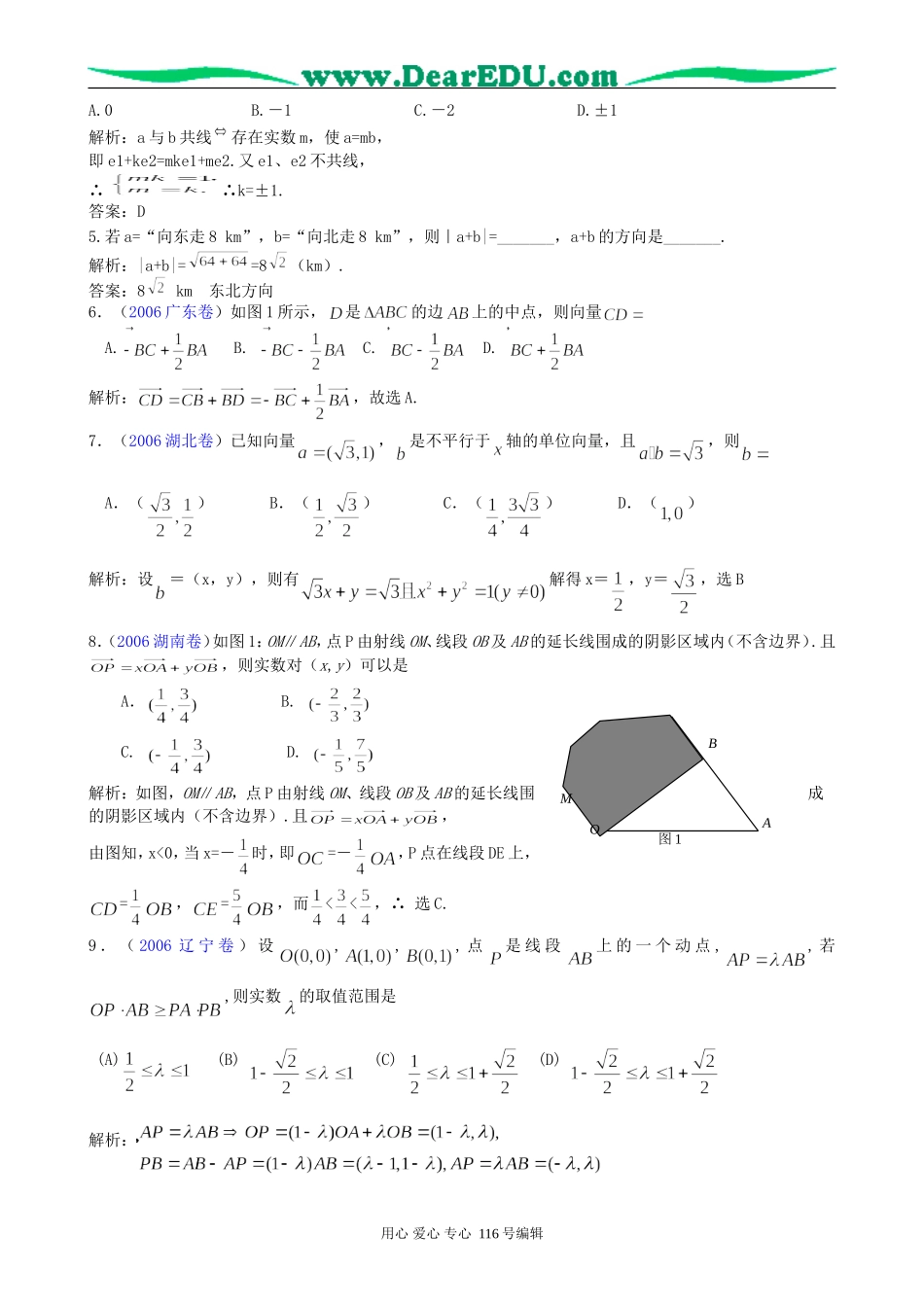一线名师指点07年高考数学同步辅导第26讲向量及向量的基本运算_第3页