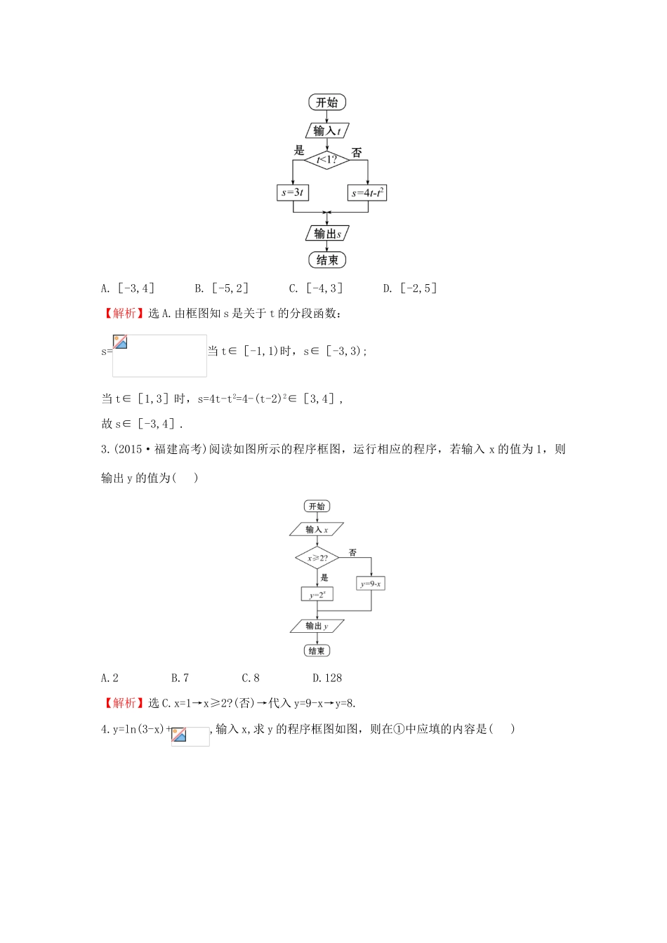 高中数学 第一章 算法初步 1.1.2 第2课时 条件结构课后提升作业（含解析）新人教A版必修3-新人教A版高一必修3数学试题_第2页