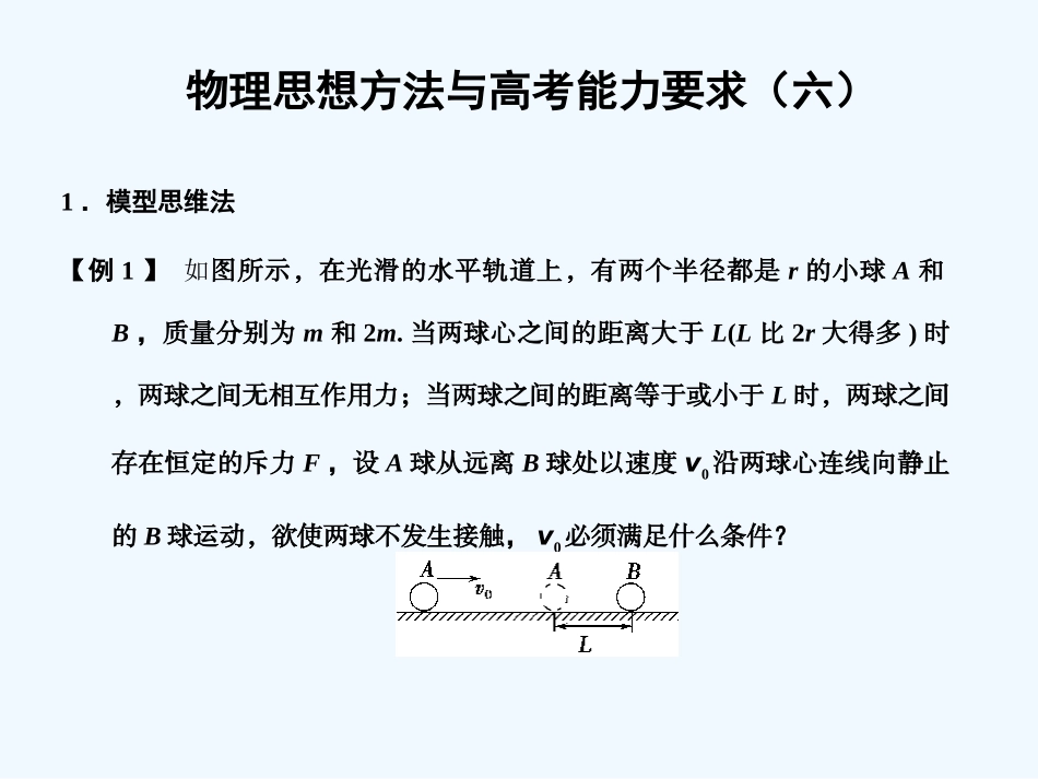 【创新设计】2011届高考物理一轮复习 物理思想方法与高考能力要求6课件 人教大纲版_第1页