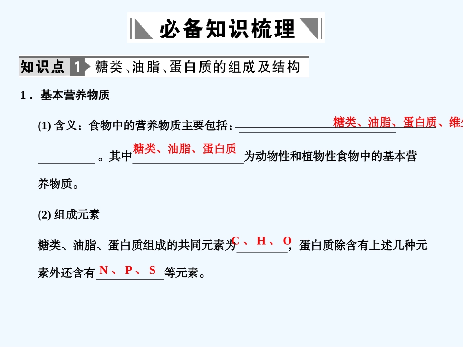 【人教版创新设计】2011届高考化学一轮复习 第四节 基本营养物质课件 新人教版_第2页
