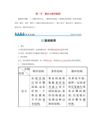 高考数学一轮总复习 第九章 算法初步、统计与统计案例 第一节 算法与程序框图练习 理-人教版高三全册数学试题