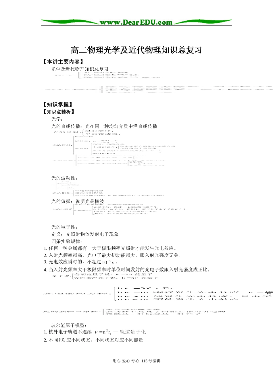 高二物理光学及近代物理知识总复习知识精讲_第1页