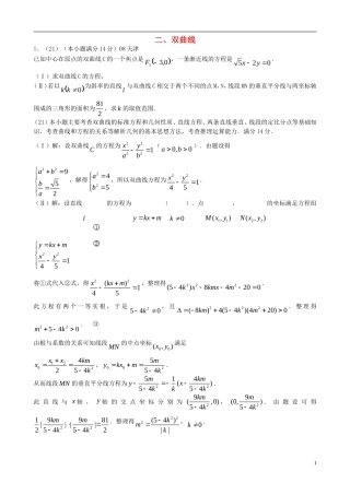 高考数学 圆锥曲线-双曲线题型总结