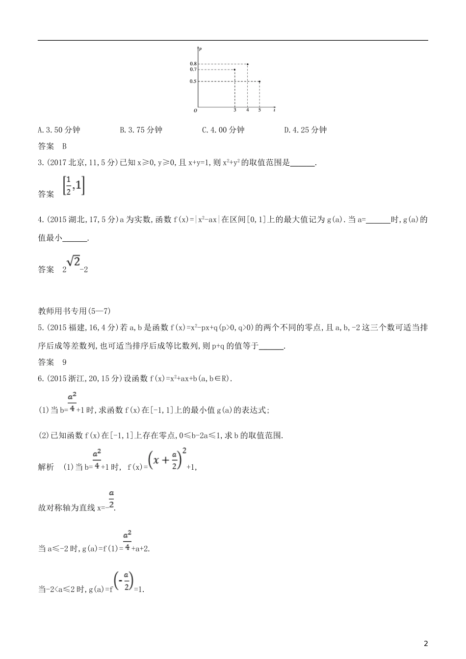 高考数学一轮复习 第二章 函数 2.3二次函数与幂函数练习 文-人教版高三全册数学试题_第2页