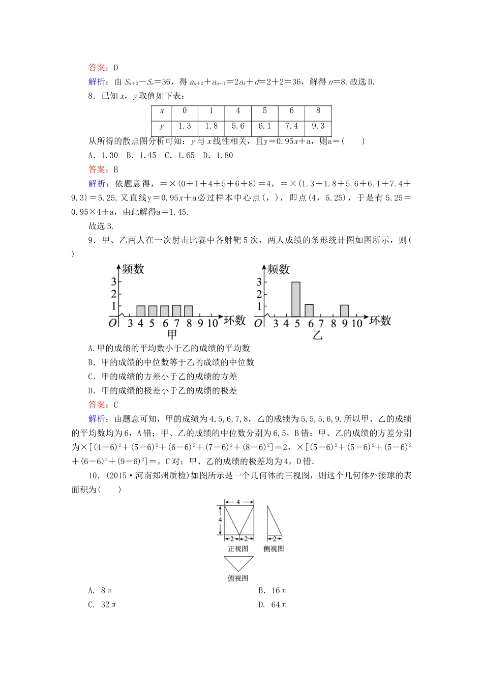 高考数学二轮专题复习 提能增分篇 突破二 小题妙解-选择题、填空题的得分策略 选择填空巧练2 文-人教版高三全册数学试题_第2页
