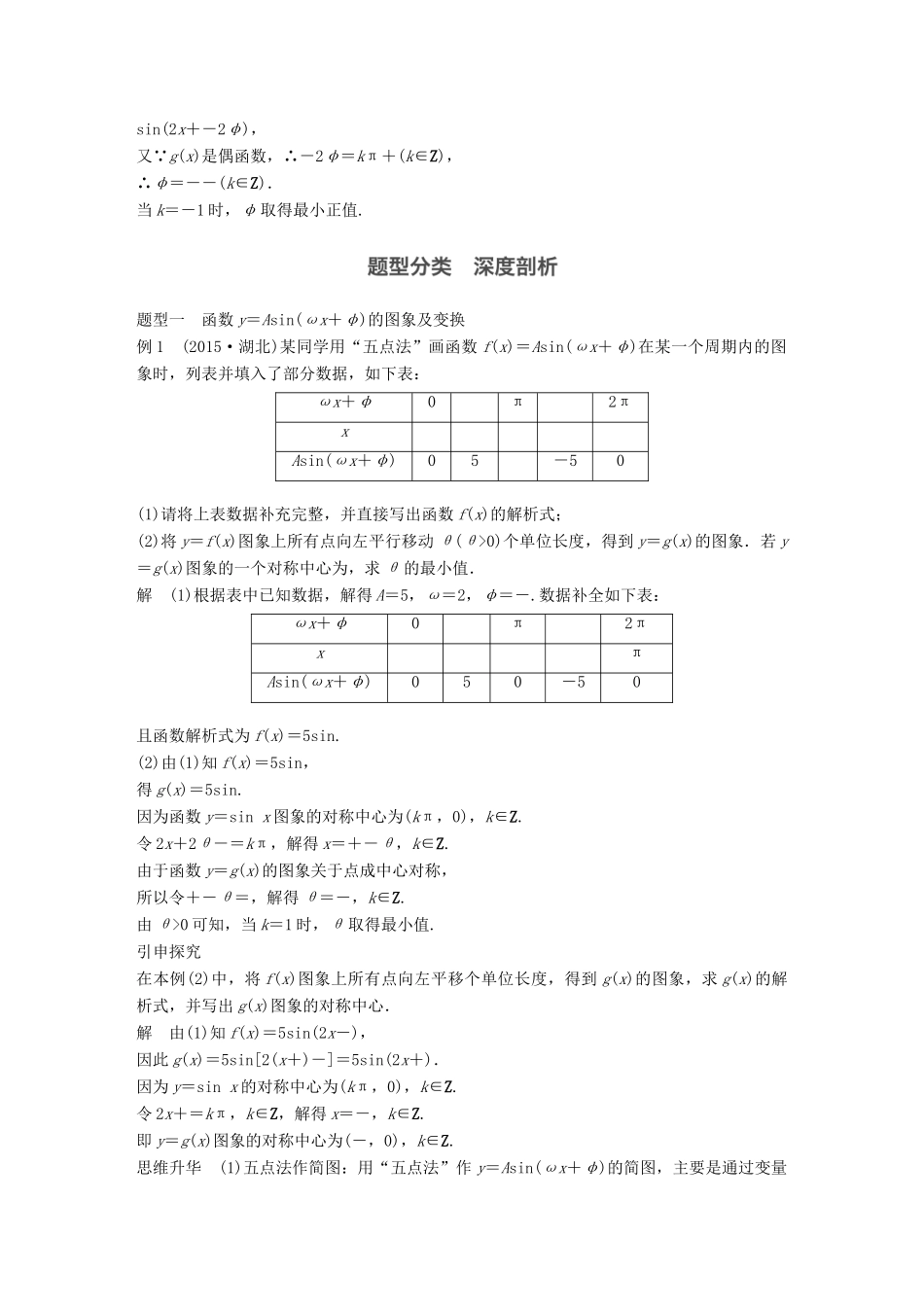 高考数学一轮复习 第四章 三角函数、解三角形 4.4 函数y＝Asin(ωx＋φ)的图象及应用 理-人教版高三全册数学试题_第3页