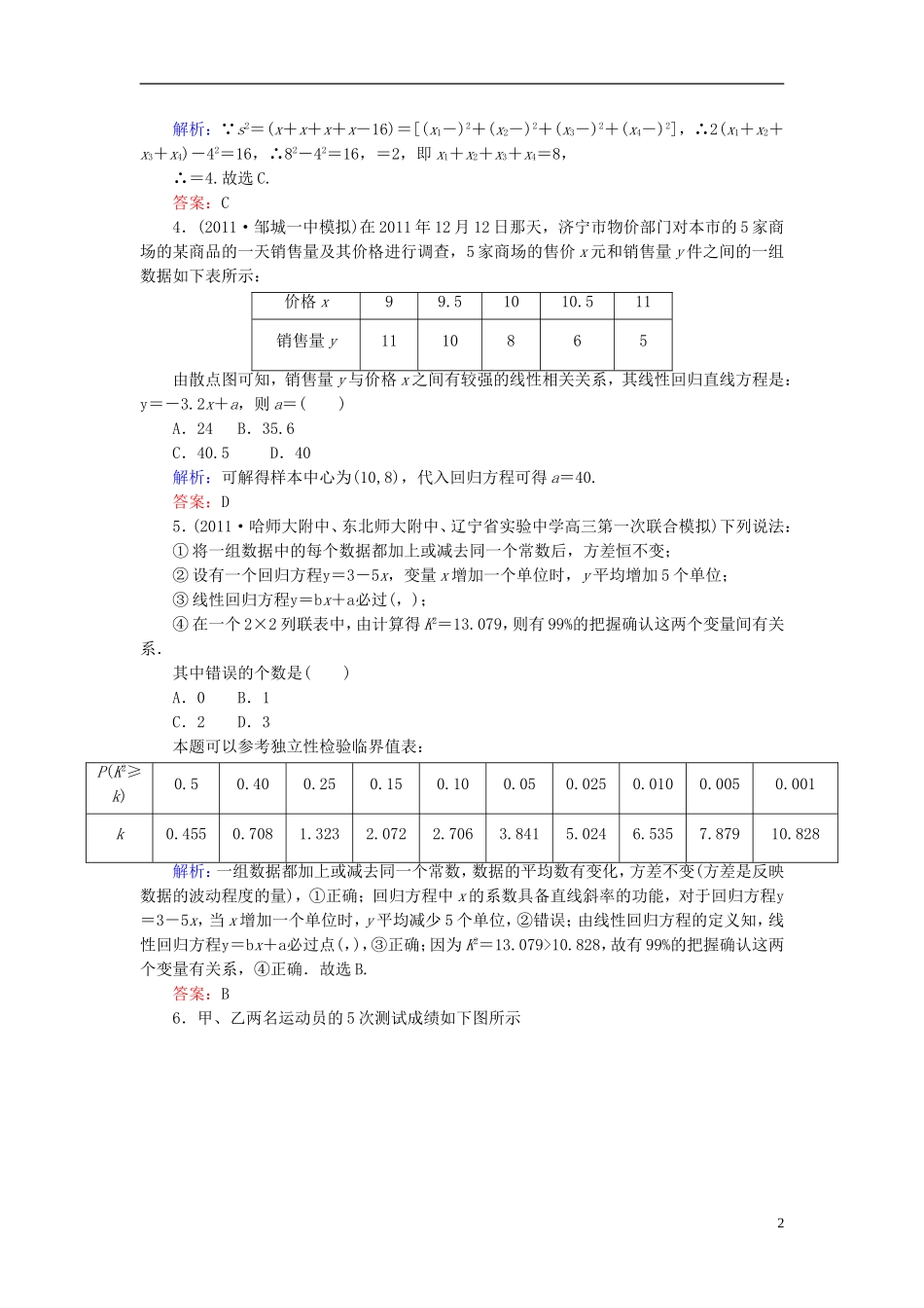 高考数学二轮总复习专题训练十六 统计、统计案例 理_第2页