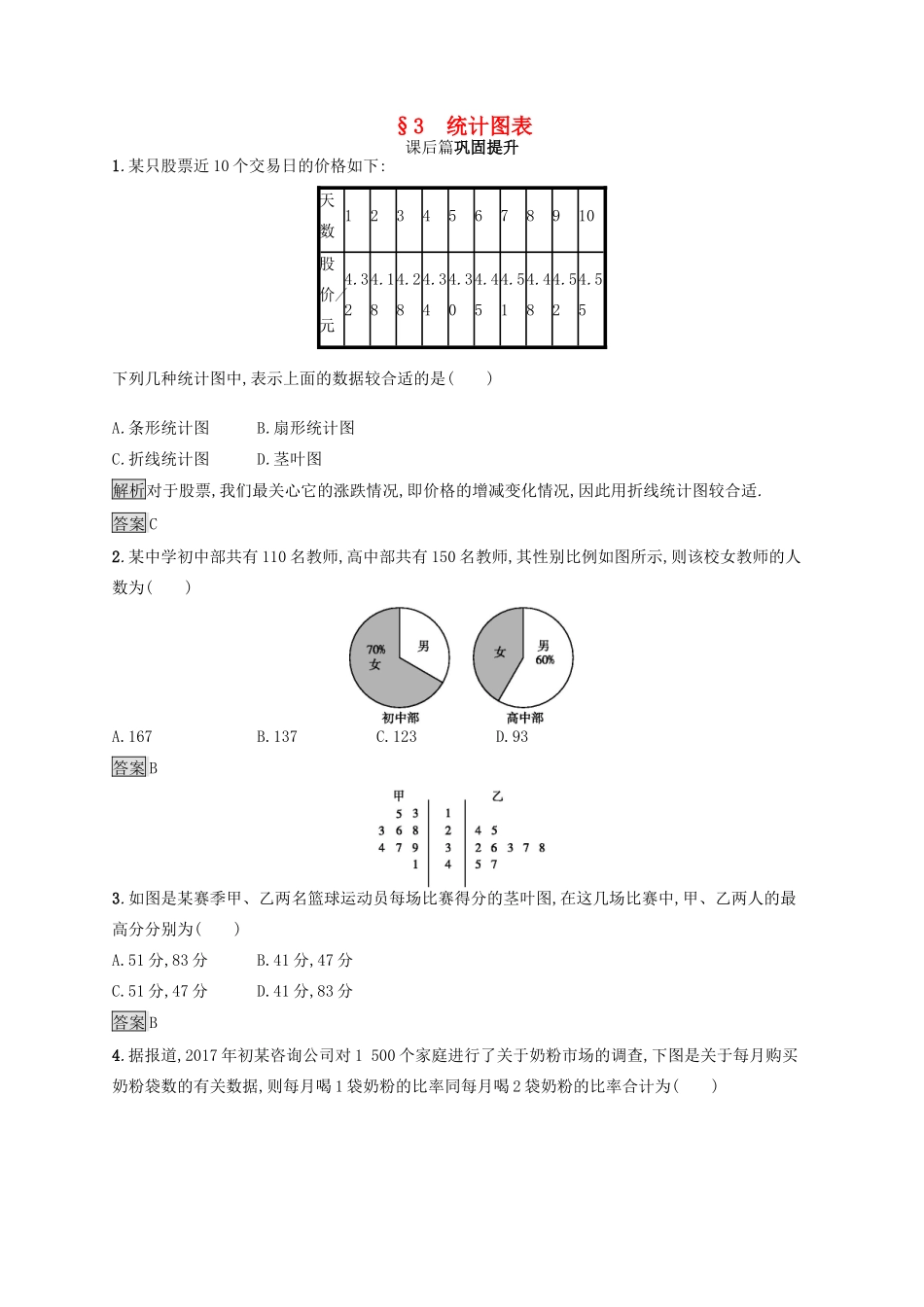 高中数学 第一章 统计 1.3 统计图表练习 北师大版必修3-北师大版高一必修3数学试题_第1页