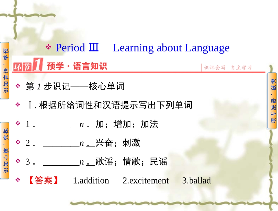 【人教版】高中英语必修二：第5单元PeriodⅢLearningaboutLanguage课件_第1页