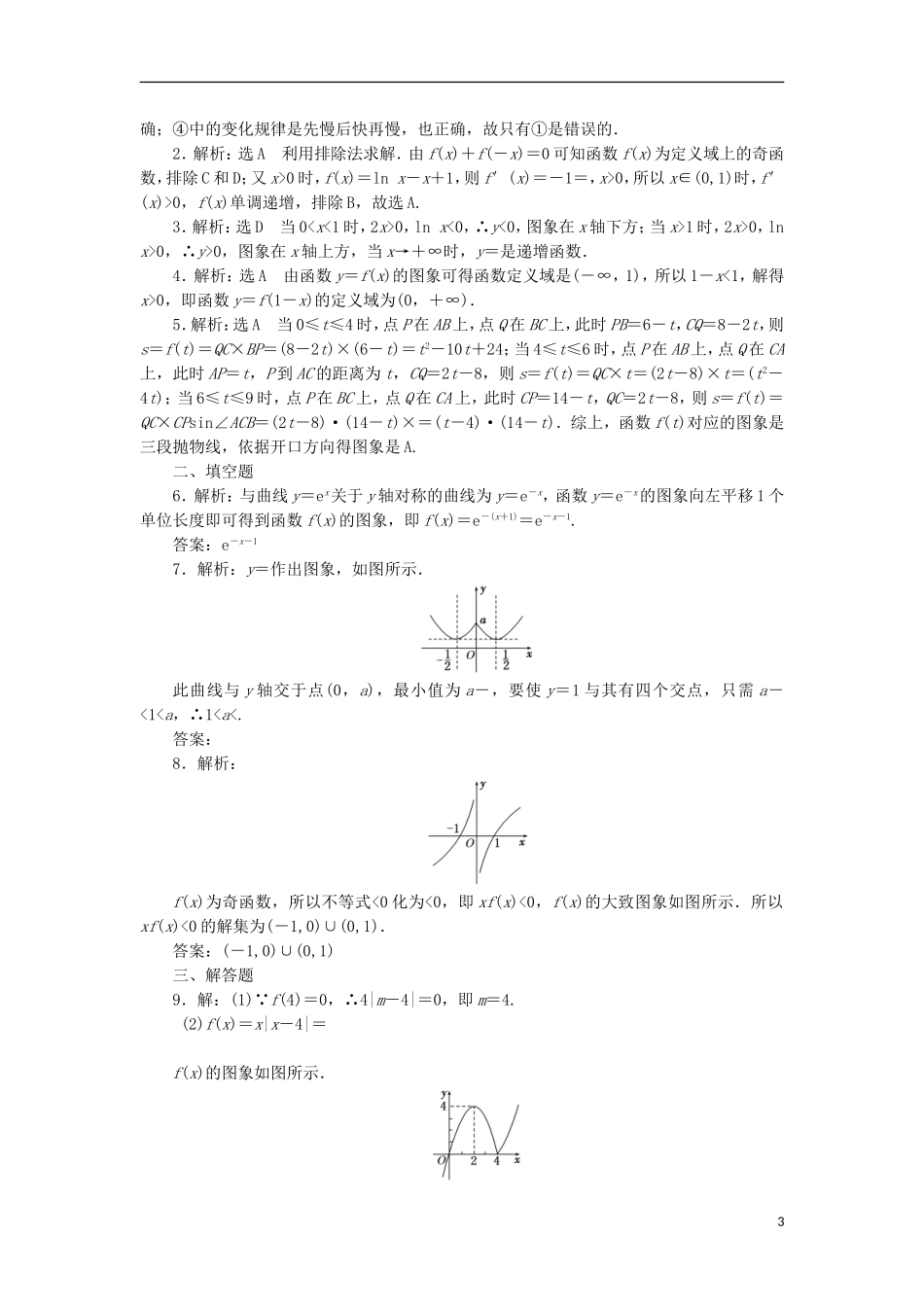 高考数学一轮复习 第二章 函数概念与基本初等函数I 第七节 函数的图象课后作业 理-人教版高三全册数学试题_第3页