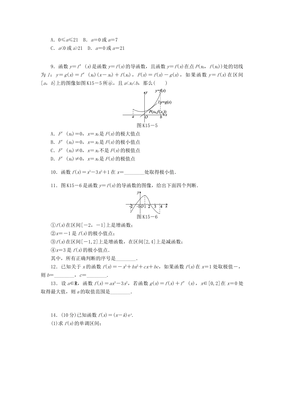 高考数学一轮复习 导数和函数的极值、最值02基础知识检测 文-人教版高三全册数学试题_第2页