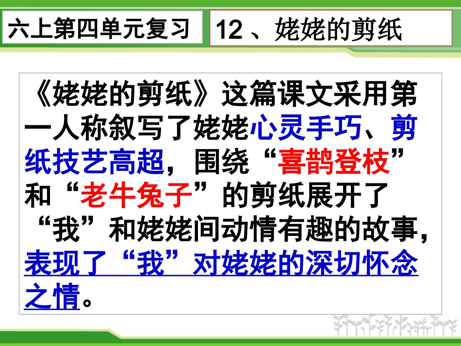 【201501】六上语文复习第四单元_第1页