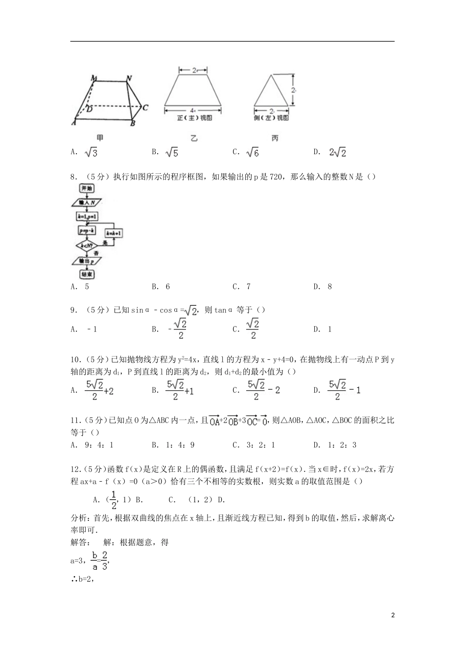 高中高三数学上学期9月质检试卷 理（含解析）-人教版高三全册数学试题_第2页