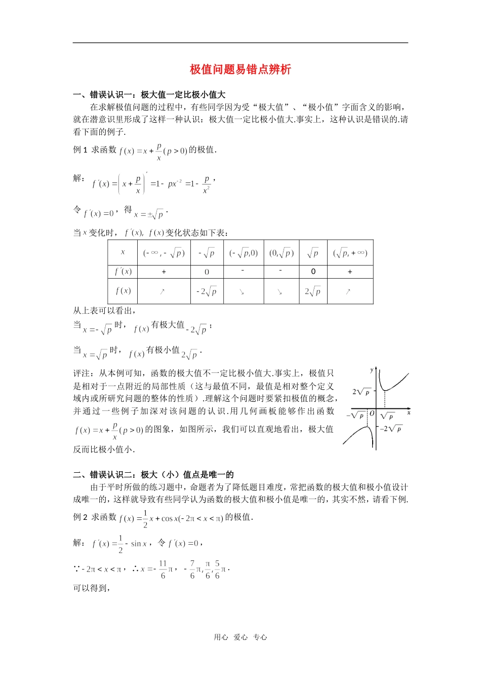 高考数学复习点拨 极值问题易错点辨析_第1页
