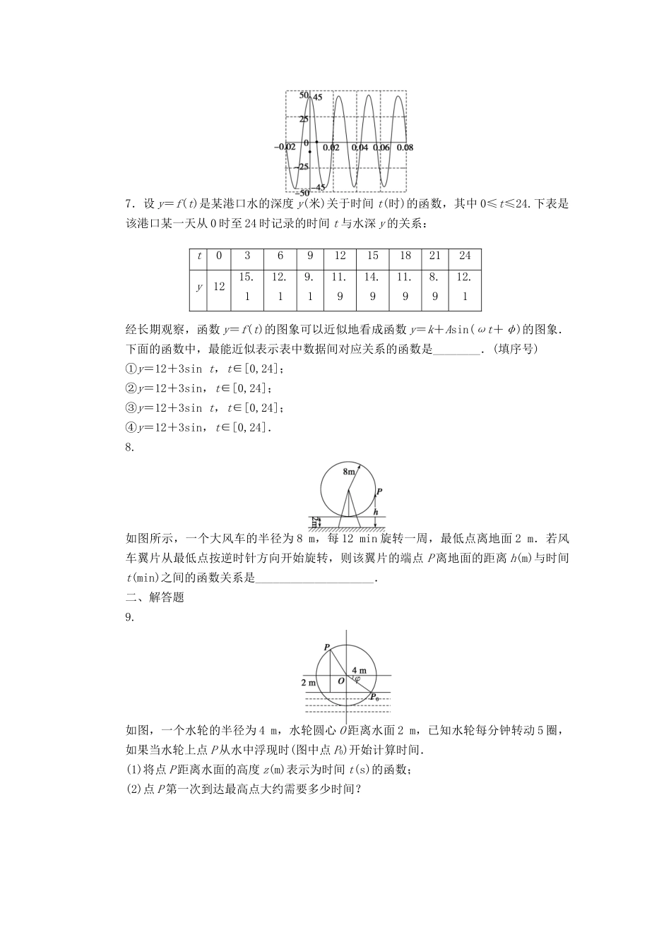 高中数学 第一章 三角函数 1.3.4 三角函数的应用课时训练（含解析）苏教版必修4-苏教版高一必修4数学试题_第2页