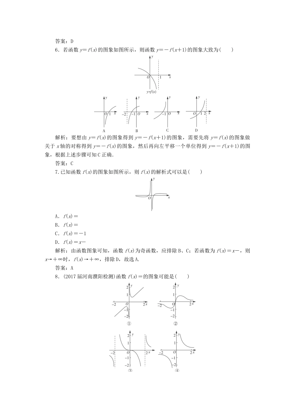 高考数学一轮总复习 第二章 函数、导数及其应用 2.7 函数的图象课时跟踪检测 理-人教版高三全册数学试题_第2页