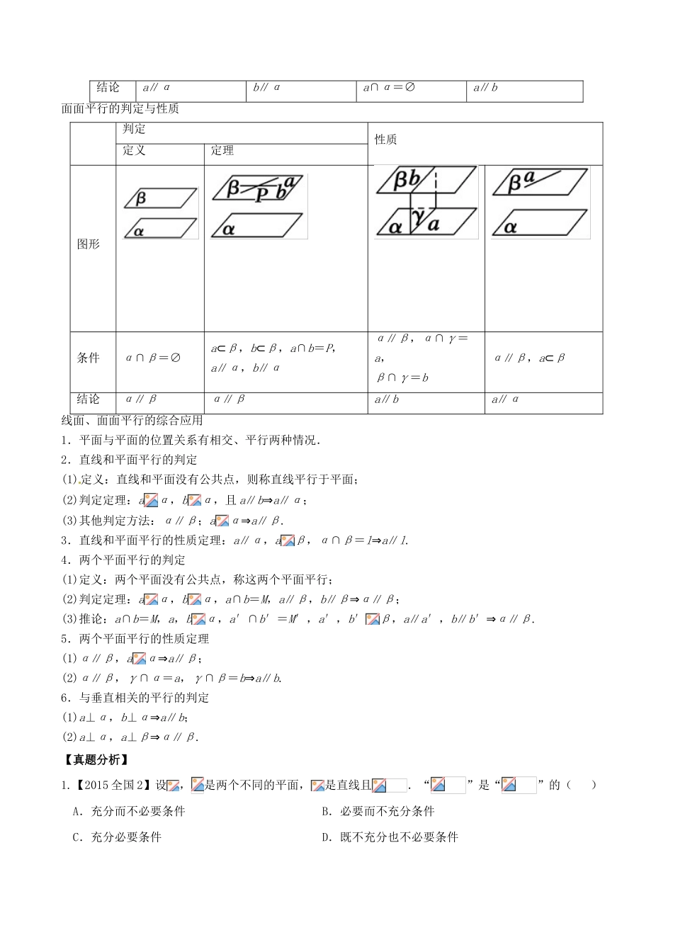 高考数学 高频考点揭秘与仿真测试 专题57 立体几何 直线、平面的平行的判定与性质1 文（含解析）-人教版高三全册数学试题_第2页