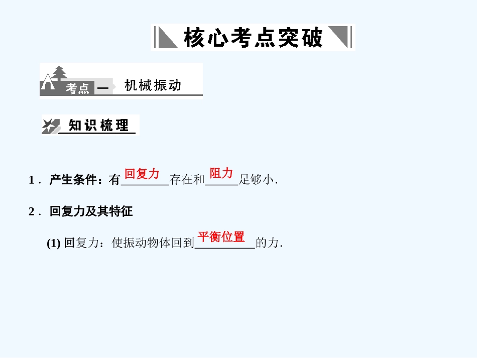 【创新设计】2011届高考物理一轮复习 第7章 第1课时 简谐运动及其图象 受迫振动课件 人教大纲版_第2页