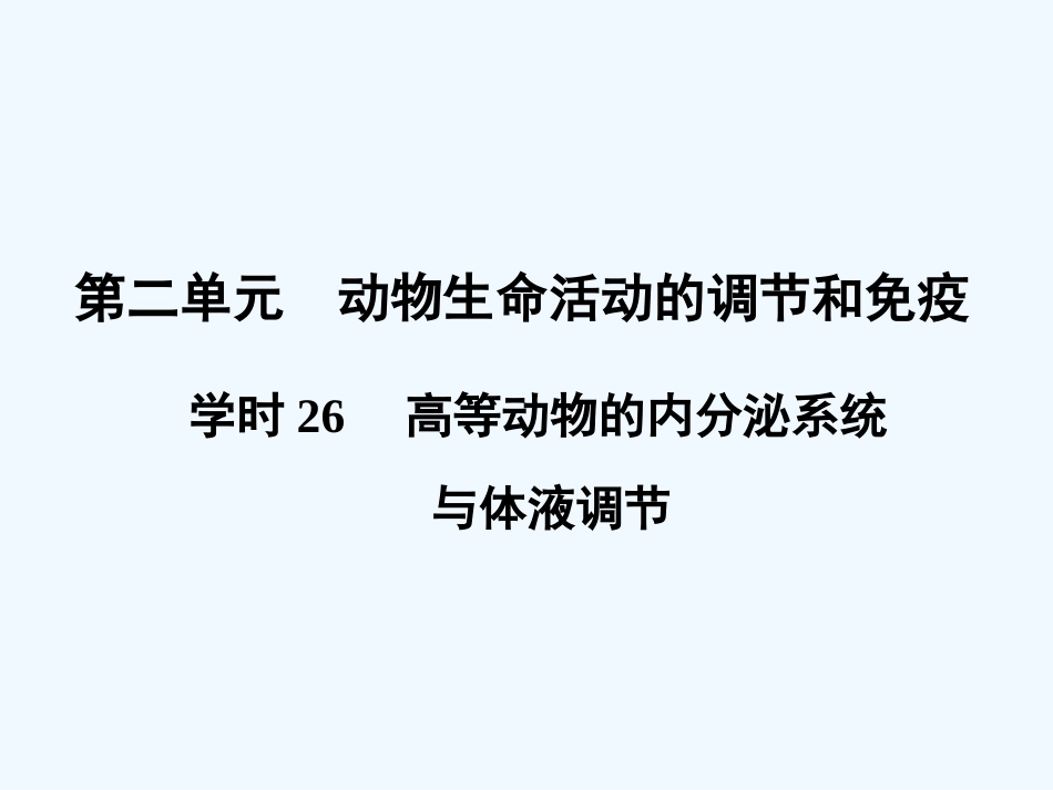 【创新设计】2011届高考生物一轮复习 第二单元学时26 高等动物的内分泌系统与体液调节课件 浙科版必修3_第1页