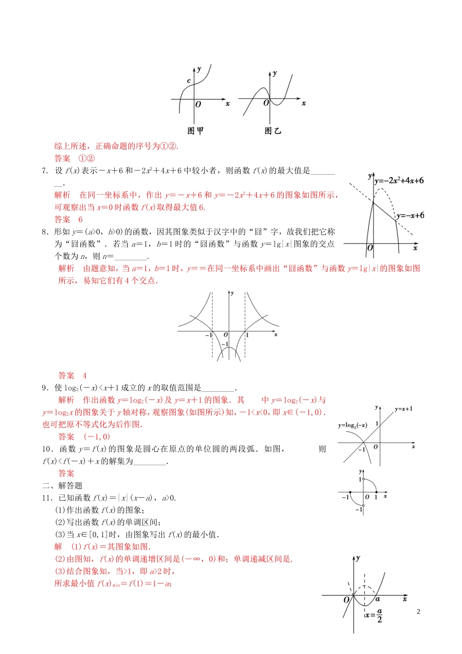 高考数学一轮复习 第二章 函数概念与基本初等函数 第7课时 函数的图像练习题（含解析）-人教版高三全册数学试题_第2页