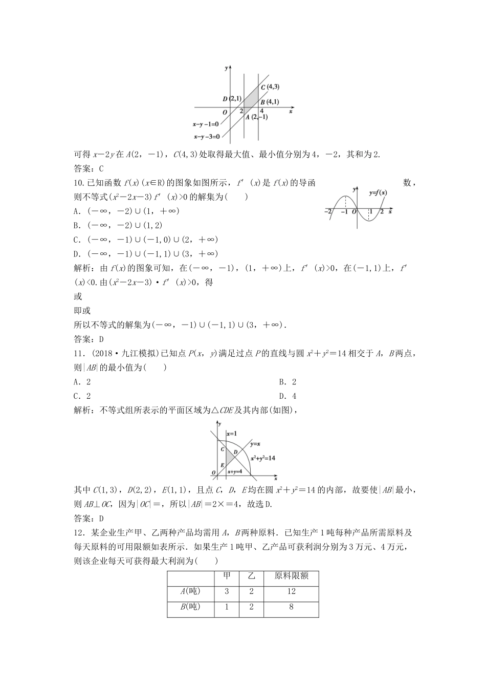 高考数学二轮复习 第一部分 送分专题——练中自检 第3讲 不等式及线性规划练习 文-人教版高三全册数学试题_第3页