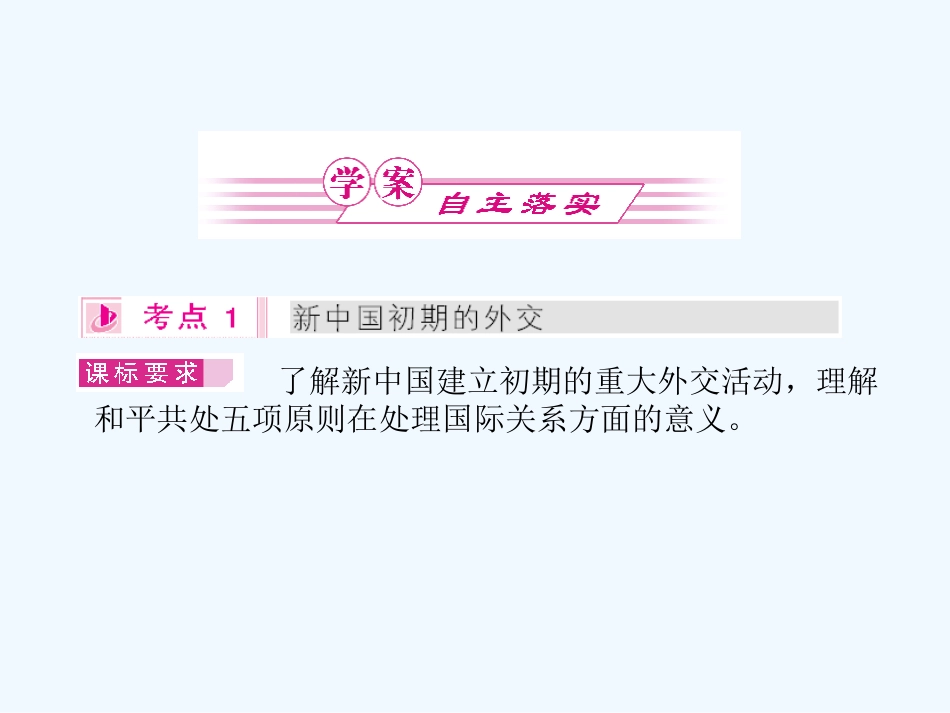 《金版新学案》2011高三历史一轮 第10讲 新中国初期的外交和开创外交新局面课件 新人教版_第3页