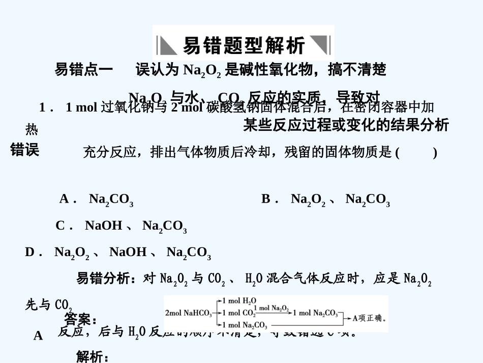 【大纲版创新设计】2011届高考化学一轮复习 第2章 碱金属 易错题型解析课件 人教大纲版_第1页