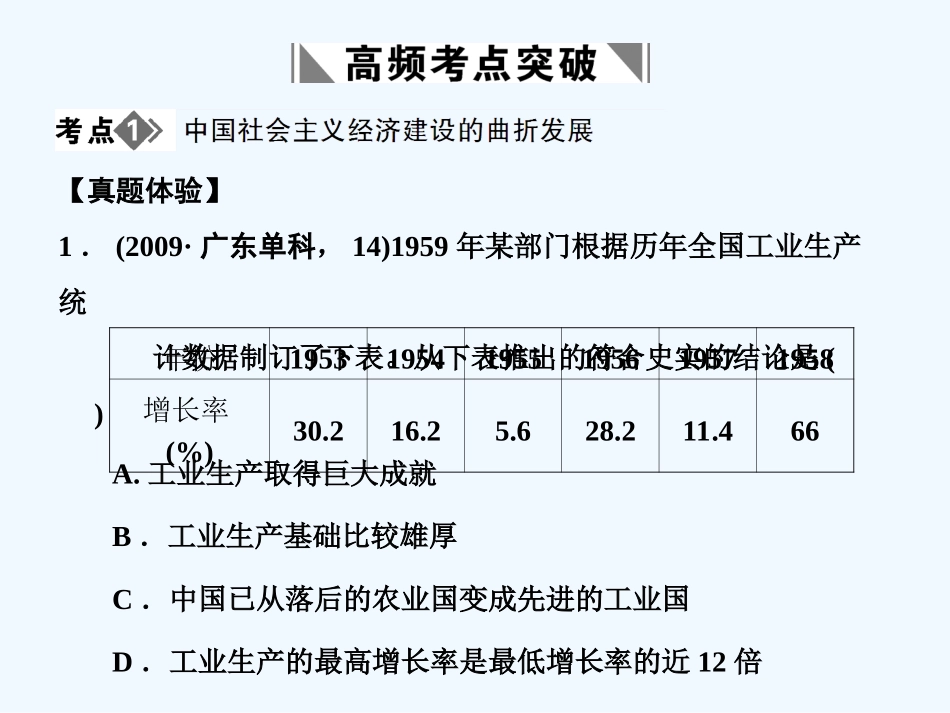 【创新设计】2011年高三历史一轮复习 第4单元　中国社会主义建设发展  单元整合课件 岳麓版必修2_第3页