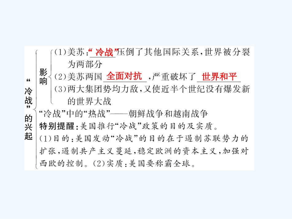 【创新设计】2011年高三历史一轮复习 第1课时 两极对峙格局的形成、世界多极化趋势及跨世纪的世界格局课件 岳麓版必修1_第3页