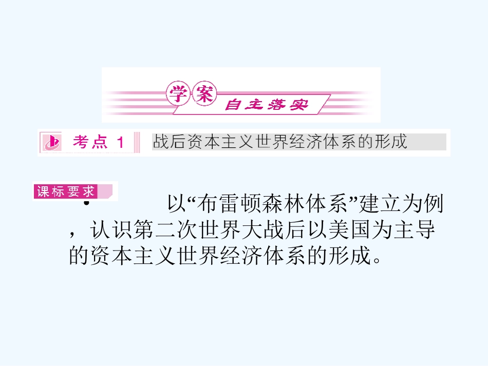 《金版新学案》2011高三历史一轮 第22讲 战后资本主义世界经济体系的形成、世界经济的区域集团化和全球化趋势课件 新人教版_第3页