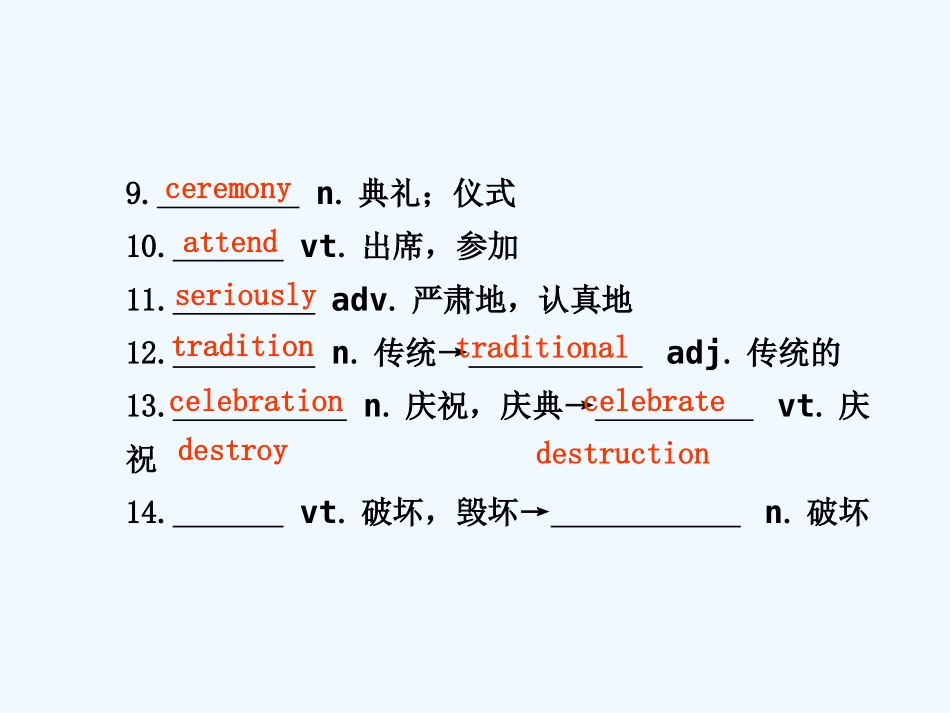【安徽】2011高三英语一轮复习 Unit 3 Celebration精品课件 北师大版_第2页