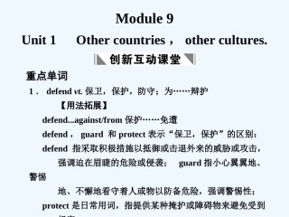 【创新设计】2011高考英语一轮复习 Module 9 Unit 1 Other countries，other cultures课件 译林牛津版