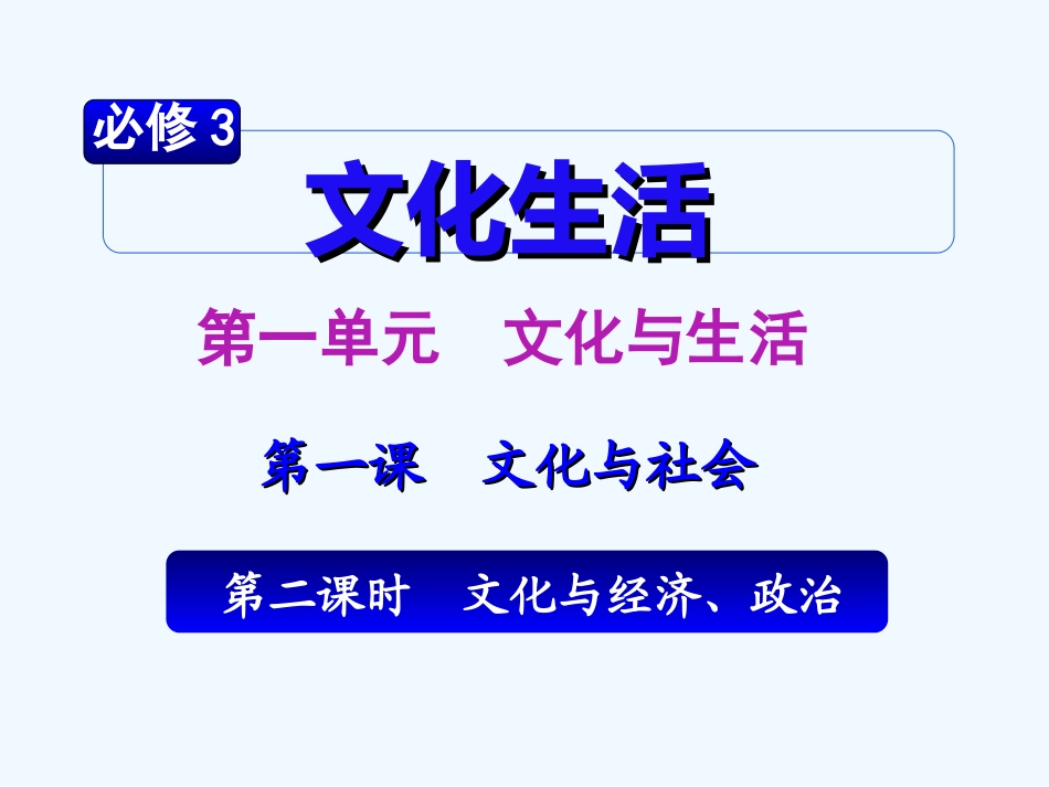 【学海导航】湖南省2011届高考政治总复习 第一单元第一课第二课时文化与经济、政治课件 新人教版必修3_第2页