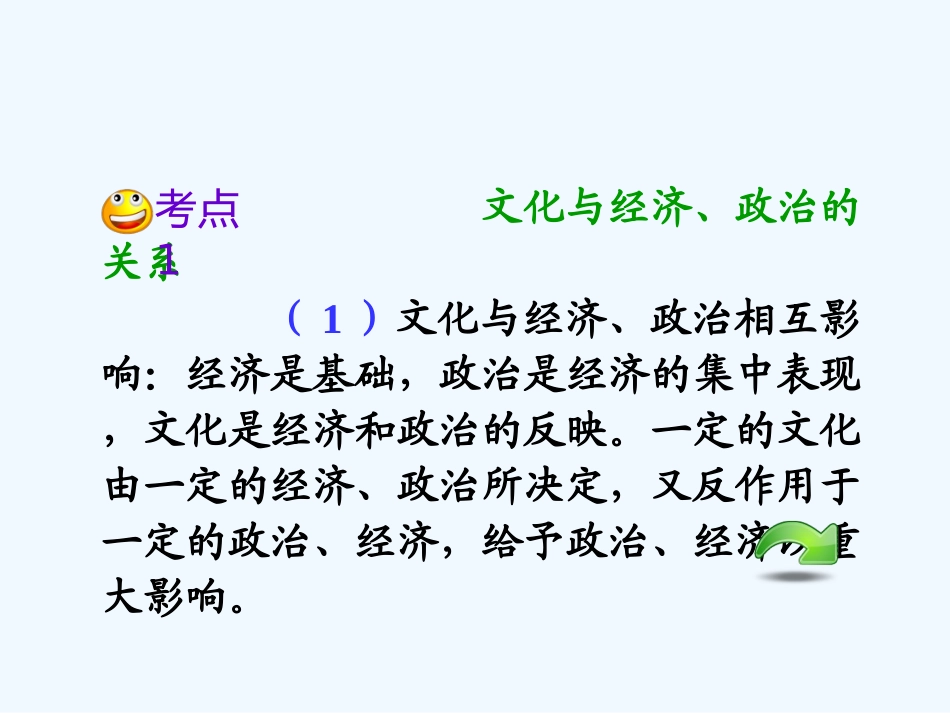 【学海导航】湖南省2011届高考政治总复习 第一单元第一课第二课时文化与经济、政治课件 新人教版必修3_第3页