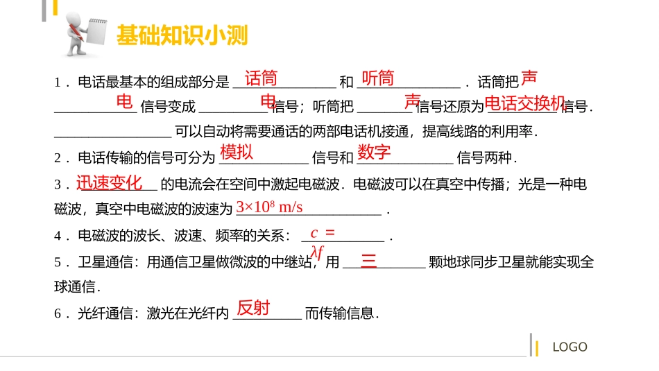 【中考突破】人教版2016年初中物理中考复习课件-物理课件-第二十一章信息的传递（共24张PPT）_第3页