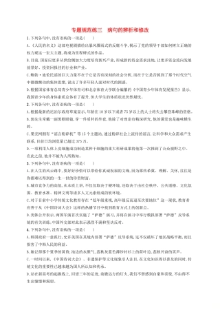 浙江省高考语文一轮复习 专题三 病句的辨析和修改习题（含解析）-人教版教材高三全册语文测试卷