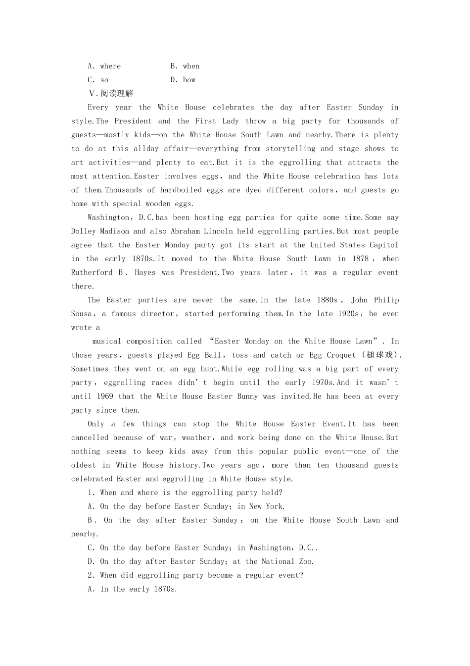 高中英语 Unit3 Period5 Lesson3 Weddings课时训练 北师大版教材必修1-北师大版教材高一必修1英语测试卷_第3页