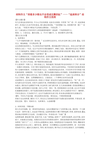 高考语文 材料作文“再看多少眼也不会变成完整的缸”——“起承转合”结构作文范例