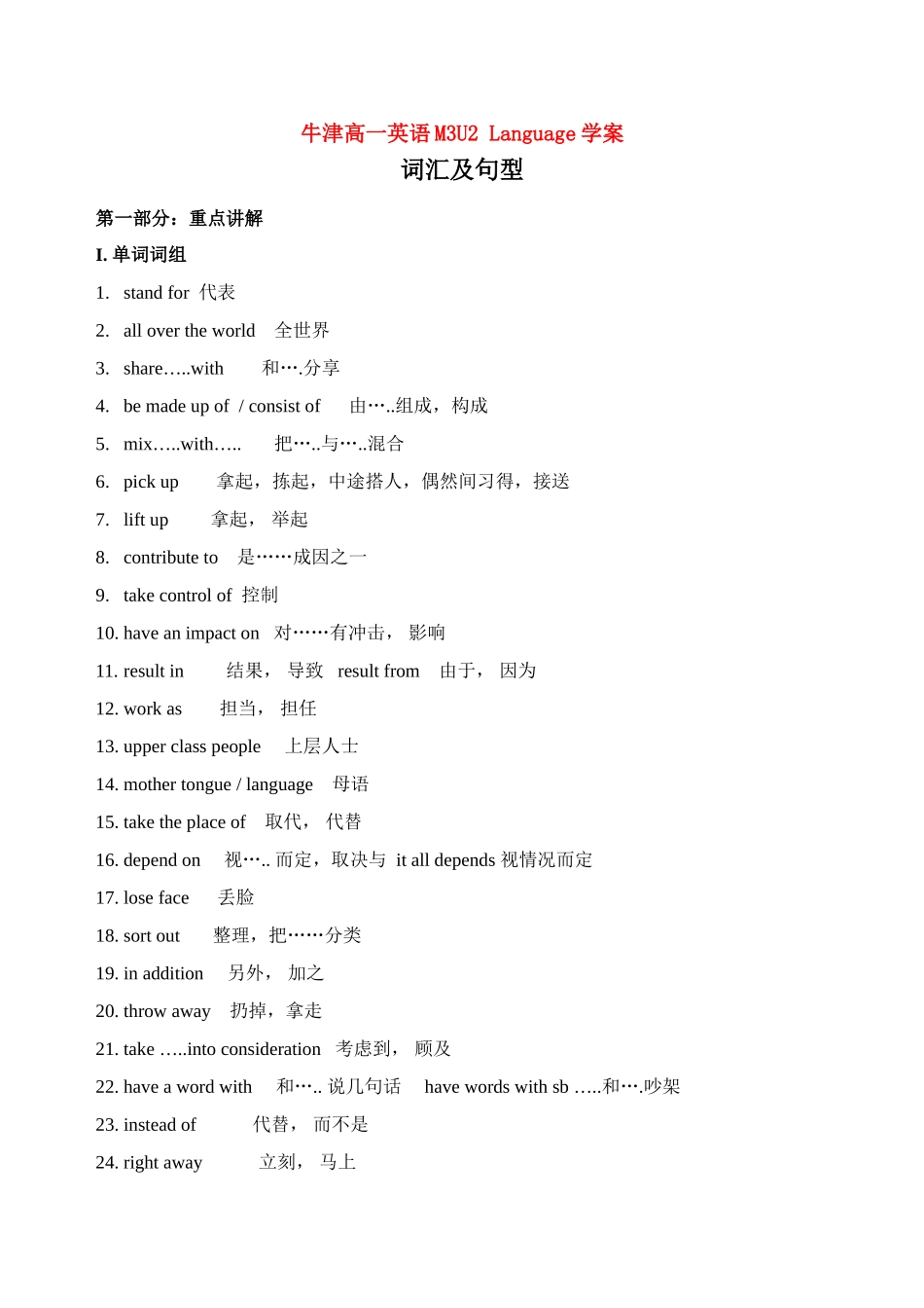 高一英语M3U2 Language知识点分析牛津版教材必修3_第1页