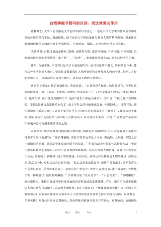 高考语文 考前指导 白描和细节描写的区别、表达效果及作用