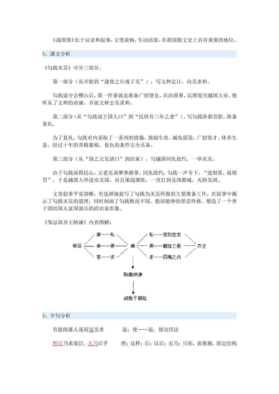 高一语文《勾践灭吴》《邹忌讽齐王纳谏》一周强化新人教版教材_第2页