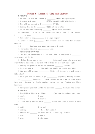 高中英语 Unit1 Period6 Lesson4 City and Country课时训练 北师大版教材必修1-北师大版教材高一必修1英语测试卷