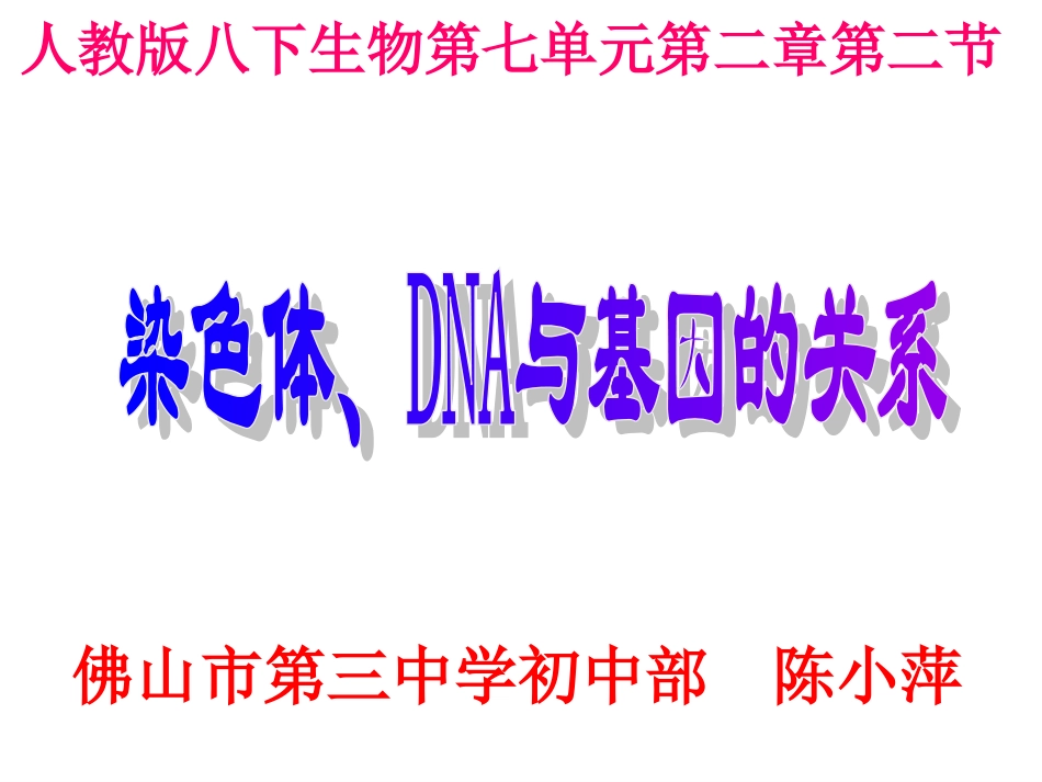 《染色体、DNA和基因的关系》(陈小萍）_第1页